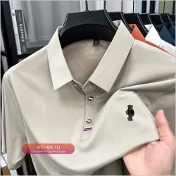 Футболка поло мужская дизайнерская с вышивкой медведя