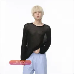 Лонгслив мужской летний ультратонкий полупрозрачный корейский oversize 2XL