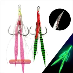 Крючки для рыбалки AS 10 пар с люминесцентным покрытием для морской и лодочной рыбалки на щуку