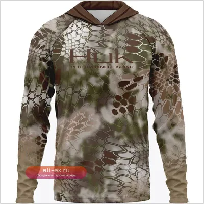 Мужская футболка HUK с длинным рукавом для рыбалки, защита от солнца UPF 50, дышащая, для рыбалки