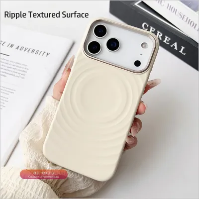 Чехол Real Liquid Silicone для iPhone 17 Air Pro Max Magsafe с рельефным узором и подкладкой из микрофибры