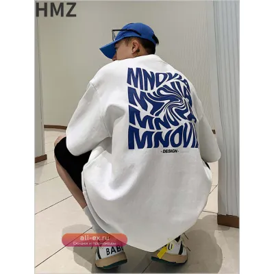 Летняя американская футболка HMZ Oversize с принтом "Английский алфавит"
