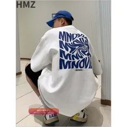 Летняя американская футболка HMZ Oversize с принтом "Английский алфавит"