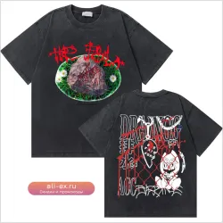 Футболка оверсайз Washed Vintage Rapper Bladee 333 Drain Gang