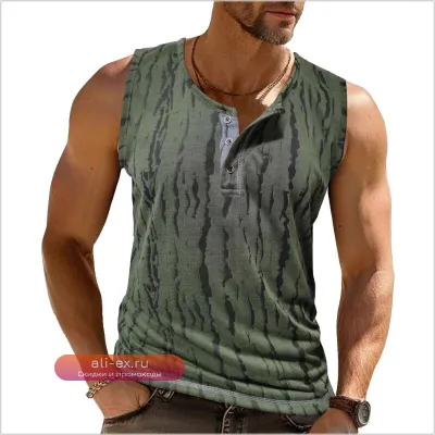 Мужская майка для фитнеса с принтом, лето 2025