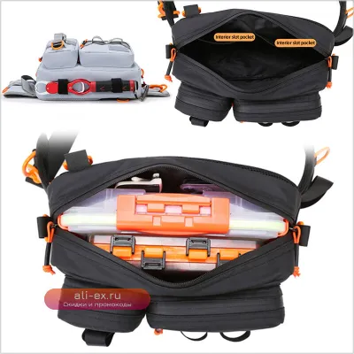 Тактическая сумка-пояс для рыбалки водонепроницаемая с креплением Molle