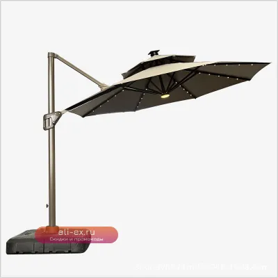 Солнечный уличный зонт для коммерческого использования с солнечной батареей