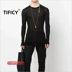 Футболка Dark RO High Street: мужская, осенняя, средняя толщина, высокая эластичность, модная, повседневная