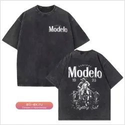 Мужская футболка Modelo с принтом в стиле вестерн, оливково-зеленая, приталенного кроя, с круглым вырезом