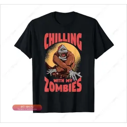 Веселая футболка с зомби "Chillin' With My Zombies" для Хэллоуина