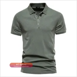 Мужская хлопковая футболка-поло с коротким рукавом летняя спортивная однотонная