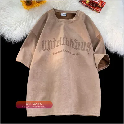 Футболка оверсайз мужская с принтом Letter Hip Hop Streetwear