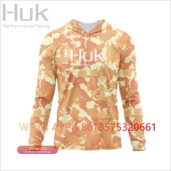 Футболка с капюшоном HUK для рыбалки, летняя, с длинным рукавом, дышащая, с защитой УФ