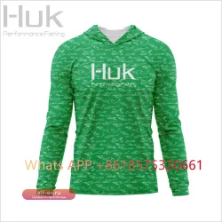 Футболка с капюшоном HUK для рыбалки, летняя, с длинным рукавом, дышащая, с защитой УФ