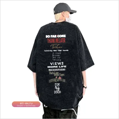 Футболка унисекс с принтом Drake "Washed Vintage Rapper"