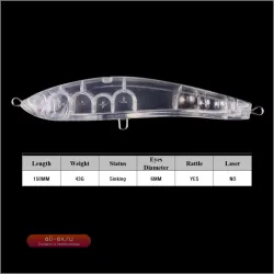 Приманка для рыбалки Chan'sHuang 10 шт., неокрашенная, 15 см, 43 г, медленно тонущий карандаш с погремушкой