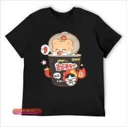 Футболка с принтом Buldak Korean Ramen Noodles Shiba Inu - Аниме графика