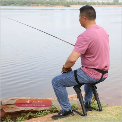 Переносной складной стульчик для рыбалки с регулируемой высотой