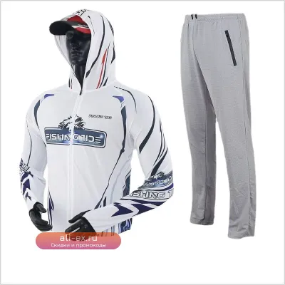 Летняя мужская одежда для рыбалки из ледяного шелка с защитой от солнца