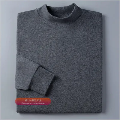 Футболка с длинным рукавом и воротником-стойкой из хлопка