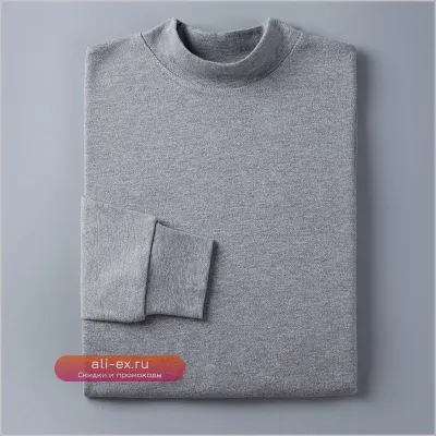 Футболка с длинным рукавом и воротником-стойкой из хлопка