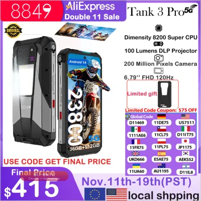 Unihertz 8849 Tank 3 Pro: Смартфон-проектор 5G с батареей 23800 мАч, 512GB+36GB, Android 14, 120W