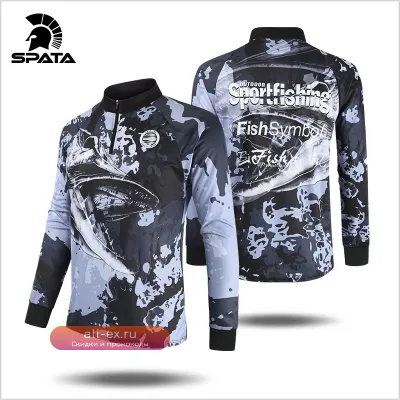 Рыболовная футболка SPATA 2025 с длинным рукавом: защита от солнца UPF50+, воздухопроницаемая, быстросохнущая