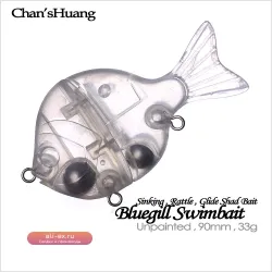 Chan’sHuang 5 шт. неокрашенные воблеры-плавники 9 см, 33 г, тонущие, с погремушкой, синежаберник, 2 сегмента, искусственная приманка для рыбалки DIY