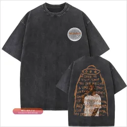 Футболка оверсайз Washed Vintage Rapper Frank Blond Self Control с принтом в стиле хип-хоп