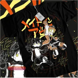 Футболка "Made in Abyss" с принтом Nanachi и Faputa (Черная)