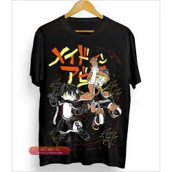 Футболка "Made in Abyss" с принтом Nanachi и Faputa (Черная)