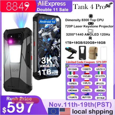 Unihertz 8849 Tank 4 Pro: защищенный 5G смартфон-проектор с 1ТБ памяти, Android 14 и AMOLED 120Hz