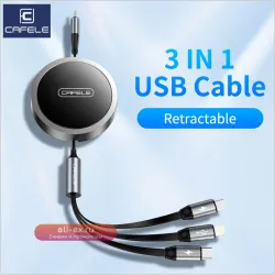 Кабеля CAFELE 3 в 1: быстрая зарядка USB-C, Micro-USB, Lightning для iPhone, Android