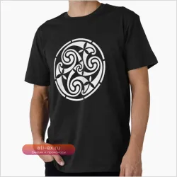 Футболка с кельтским узлом, ирландским племенным узором, рунами Эгисхьяльм и скандинавским символом викингов Вальхаллы, размер Large