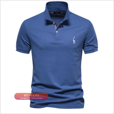 Мужская тенниска-поло с вышивкой оленя, 70% хлопок, однотонная, короткий рукав