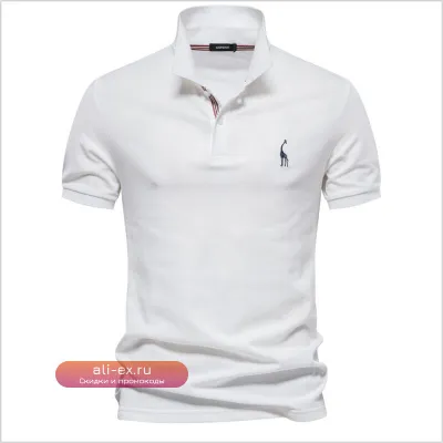 Мужская тенниска-поло с вышивкой оленя, 70% хлопок, однотонная, короткий рукав