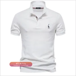 Мужская тенниска-поло с вышивкой оленя, 70% хлопок, однотонная, короткий рукав