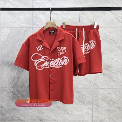 Футболка с принтом "Cupid" из вафельного полотна унисекс с шортами