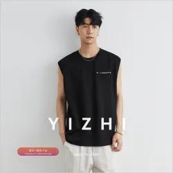 Мужская спортивная жилетка 2025 Летняя новинка Свободная фитнес-футболка без рукавов: дышащая, впитывающая пот, быстросохнущая, однотонная