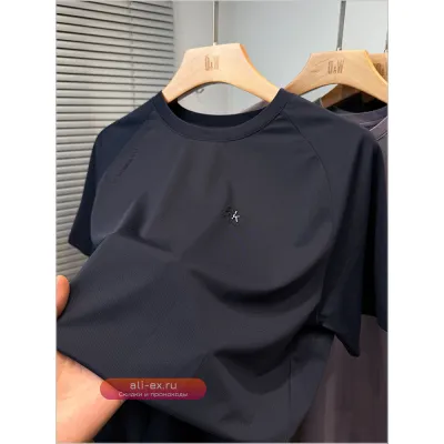 Футболка мужская Ice-Feel с круглым воротом и вышивкой, летняя, дышащая, короткий рукав