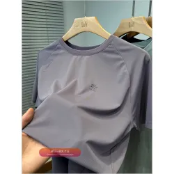 Футболка мужская Ice-Feel с круглым воротом и вышивкой, летняя, дышащая, короткий рукав