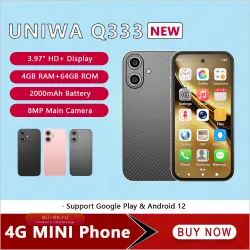UNIWA Q333 Мини-смартфон 4/64 ГБ LTE 2000 мАч Google Play Face ID