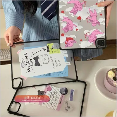 Защитный чехол Cute Sticker Bear из акрила для iPad Mini 6 Air 4 5 Pro 2020-2022