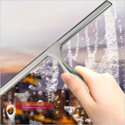 Насадка для чистки окон с силиконовым скребком и держателем