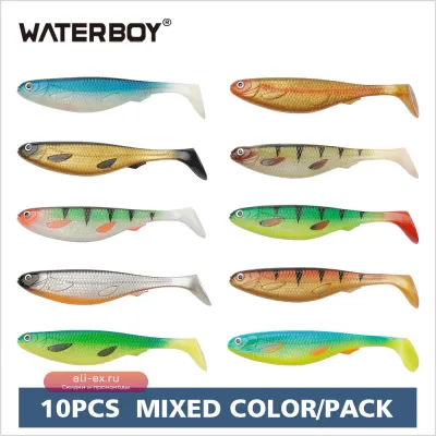 Смешанный набор силиконовых приманок Big Shads 10 шт. с хвостовиком T, 12.5-20 см