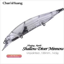 Неокрашенные приманки Chan’sHuang 20 шт. 135 мм 14,5 г для глубоководной рыбалки с погремушками