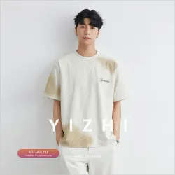 Летняя футболка с коротким рукавом 2025: хлопок, тай-дай, свободный крой, вышитые буквы