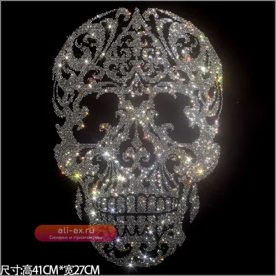 Футболка мужская летняя с черепом из страз, хлопок, модная, свободная