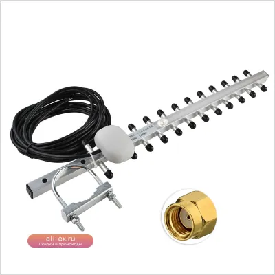 WiFi антенна-бустер Superbat 16dBi 2.4GHz Yagi RP-SMA Male с кабелем 5м для дальнего действия 802.11b/g/n