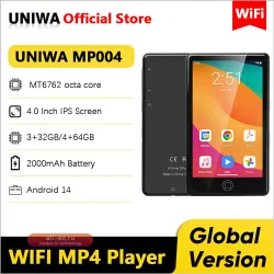 MP4 плеер UNIWA MP004 Android 14 Bluetooth WiFi 4" 3+32GB/4+64GB 2000mAh FM YouTube